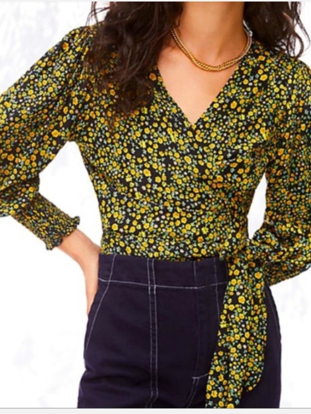 Revolve Faithfull The Brand Nari Wrap Top Floral Boho Tie Waist Blouse Sz 2